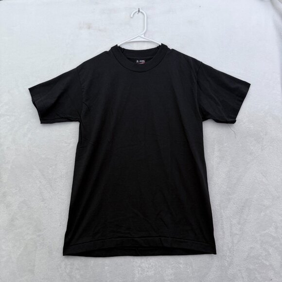 Vintage Fruit Of The Loom T Shirt Mens M Black Blank Single Stitch Made In USA - Picture 1 of 7